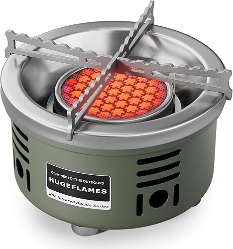 Miniatura 10 de Estufa de propano de un solo quemador, estufa de campamento con protección contra el viento, quemador de propano de encendido automático para