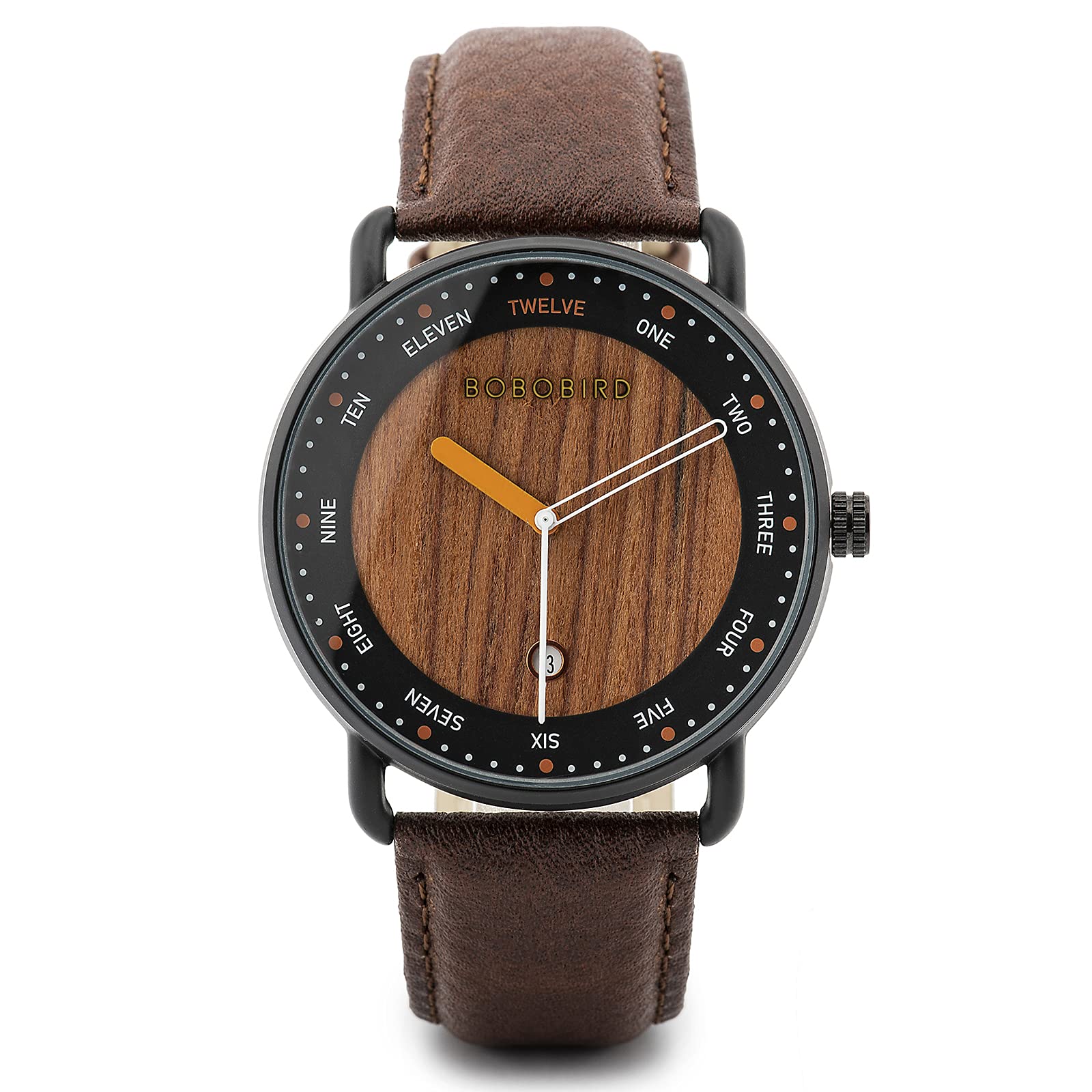 BOBO Bird Mens Wooden Watch Analog Quartz Lightweight Wood Wrist Watch Date Display Natural Handmade Wristwatch (Brown-Leather), Brown Leather (B0963QGLS1) Amazon Price History, Amazon Price Tracker