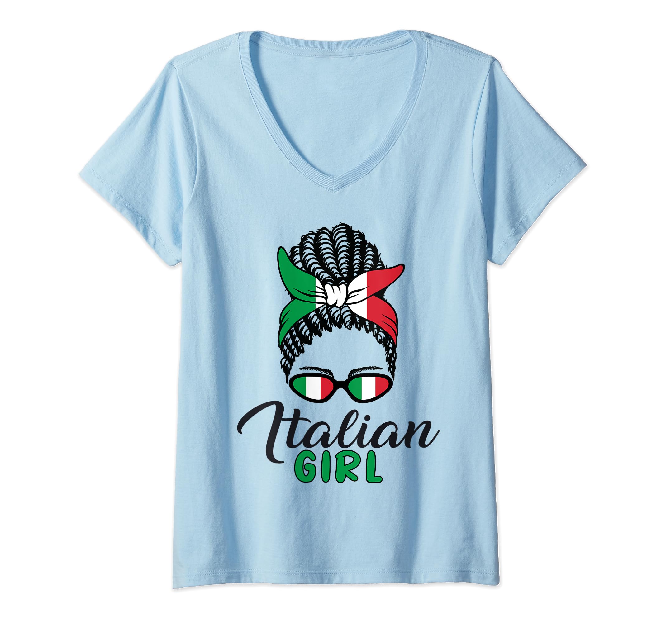 T-Shirt Italie Femme Chignon Drapeau Italien - Fier De Tes Racines Italiennes