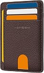 Poche avant minimaliste mince RFID Blocage de portefeuilles en cuir pour hommes et femmes boîte cadeau