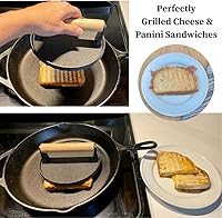 Vista 8 de Evelots Prensa de hamburguesas de hierro fundido, trituradora de hamburguesas presazonada para parrilla, prensa pesada para carne, queso a