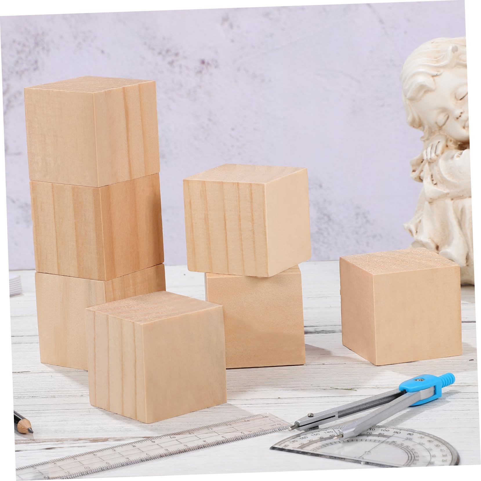 Cubos de Madera sin Terminar, 10 Piezas, para Rompecabezas y Manualidades