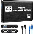 Capture Card Nintendo Switch, 4K HDMI Video Capture Card, 1080P 60FPS, HDMI to USB 3.0 Capture Card for Streaming Work with C
