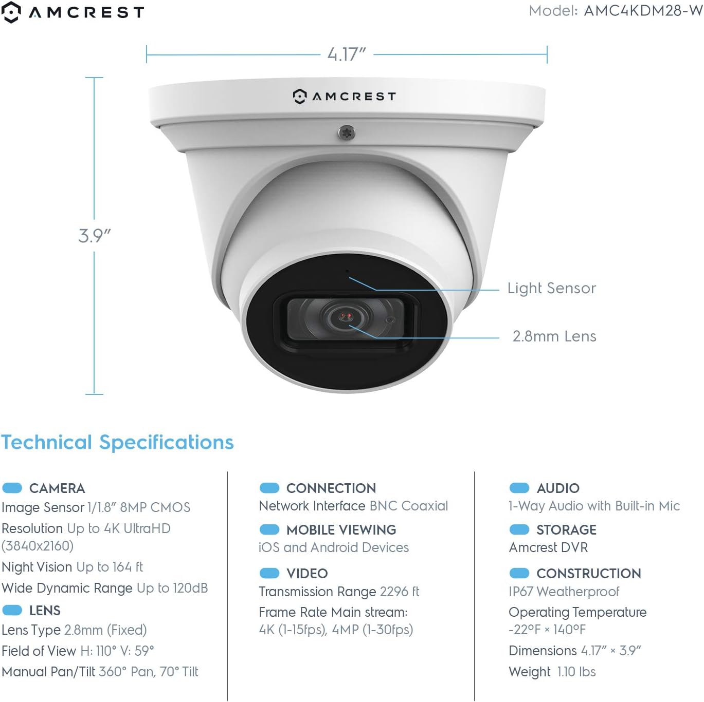 Flаѕh Sаlе Amcrest 4K Security Camera System 8CH 8MP Video DVR with 4X 4K 8-Megapixel Indoor Outdoor Weatherproof IP67 Cameras, 2.8mm Lens, Hard Drive Not Included, for Home Business, White (AMDV8M8-4D-W)
