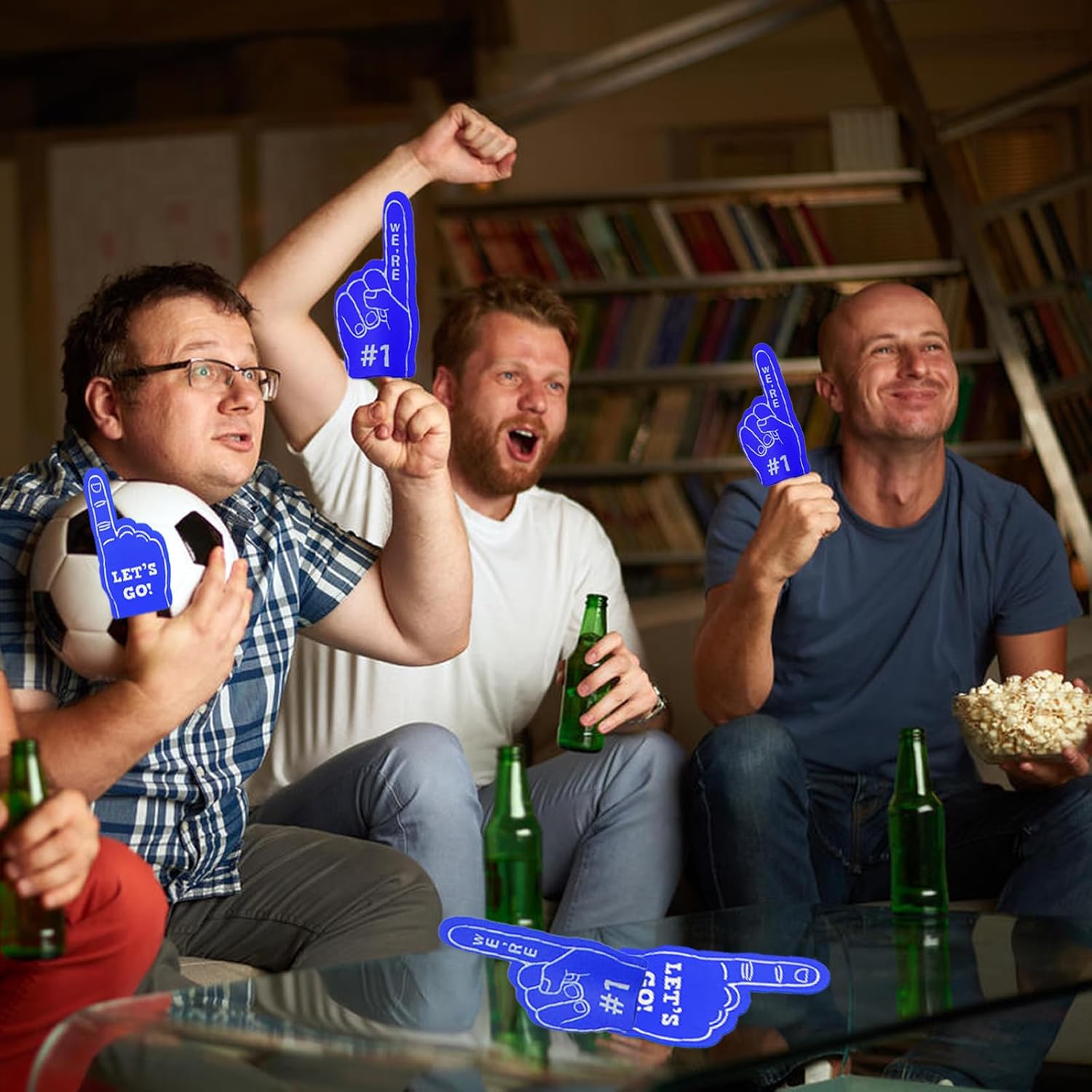 24 Pieces Mini Foam Finger Sports Party Favors Sports Fan Foam Finger #1 Baseball Football Soccer Team Cheerleader Gifts for Sports Themed Birthday Party Supplies Sporting Event(Blue)