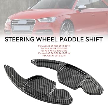 Topteng Steering Wheel Paddle Shifter Extensions for Audi Carbon Fiber Look, ABS Plastic, Fit A3 S3 RS3, A4 S4, A5 S5, A6 S6, A7 S7, A8 S8, Q3 Q5 SQ5 Q7, TT TTS 20122018 Select Models