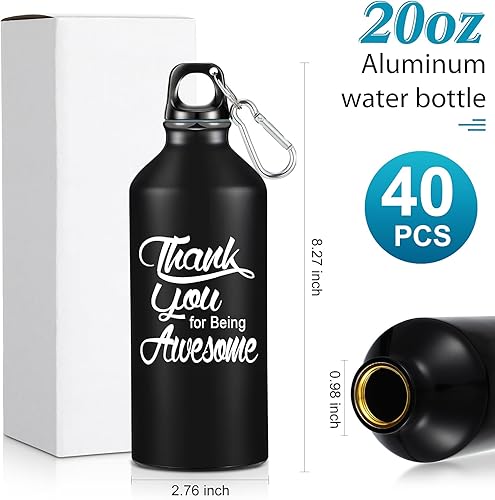Miniatura 9 de Uiifan 40 botellas de agua de aluminio de 20 onzas, botella de regalo de agradecimiento, botellas de agua ligeras, a prueba de fugas, botella de