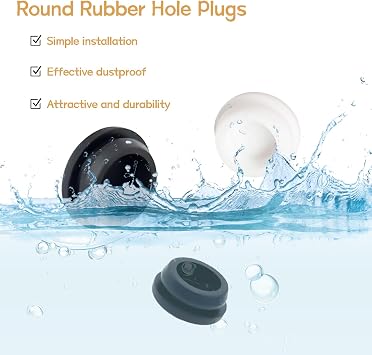 125PCS 8 Sizes Black Rubber Plugs for Round Holes Silicone Plugs, 1 3/4 5/8 1/2 3/8 5/16 1/4 1/5 Round Hole Plug Snap Locking, Used for Furniture DD028-b