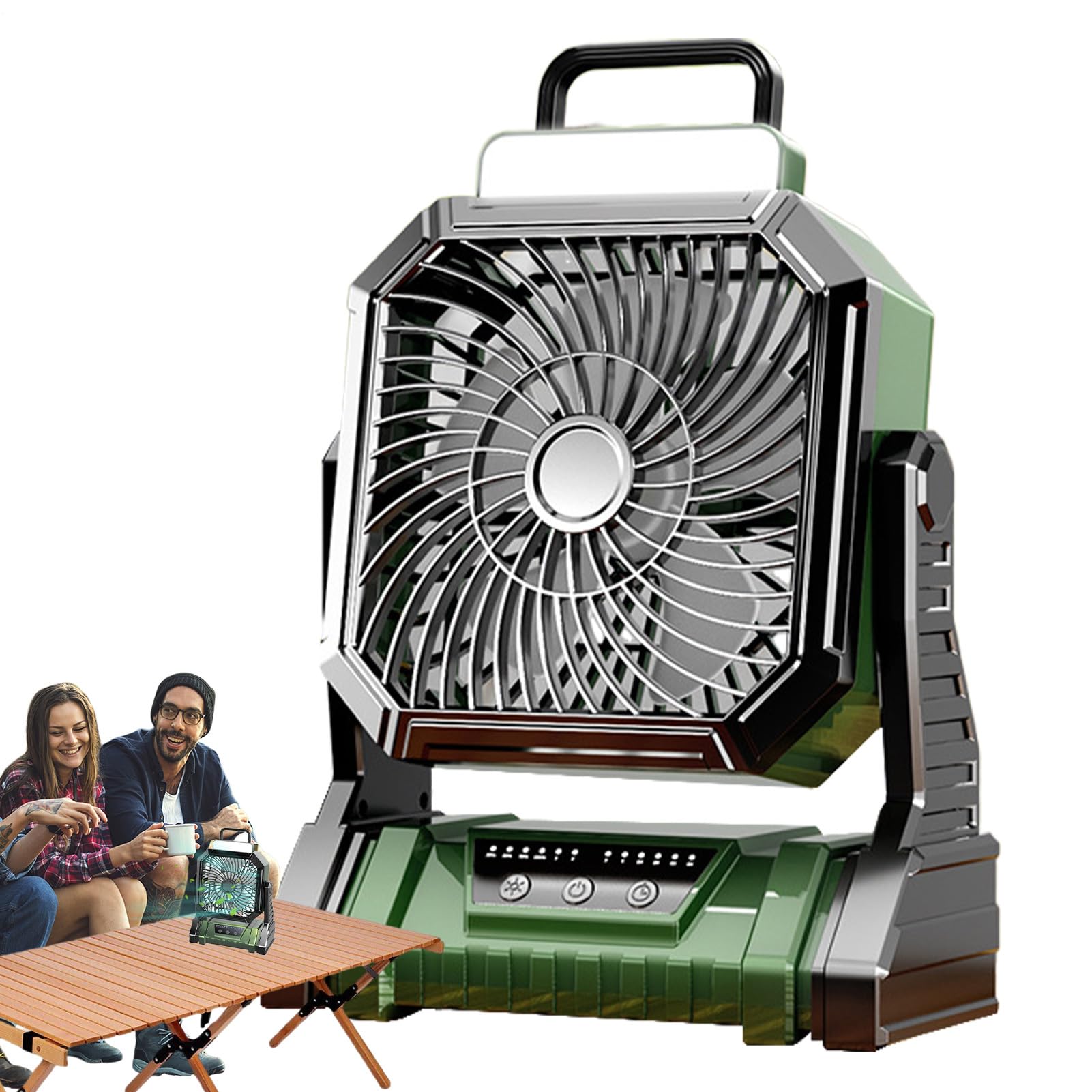 Ventilador de camping de 4 velocidades para evitar el calor en la tienda de campaña