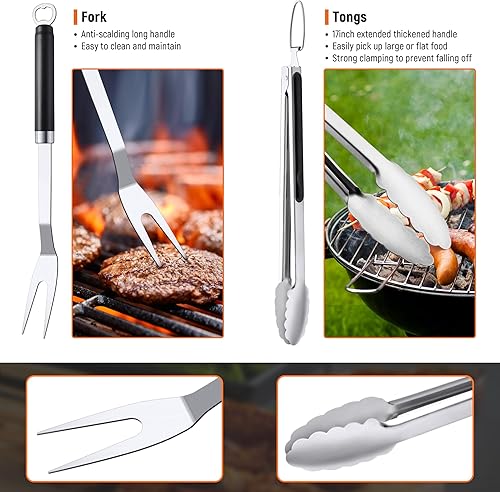 Miniatura 6 de Juego de herramientas de parrilla de acero inoxidable para parrilla, accesorios profesionales de barbacoa para hombres y mujeres, herramientas