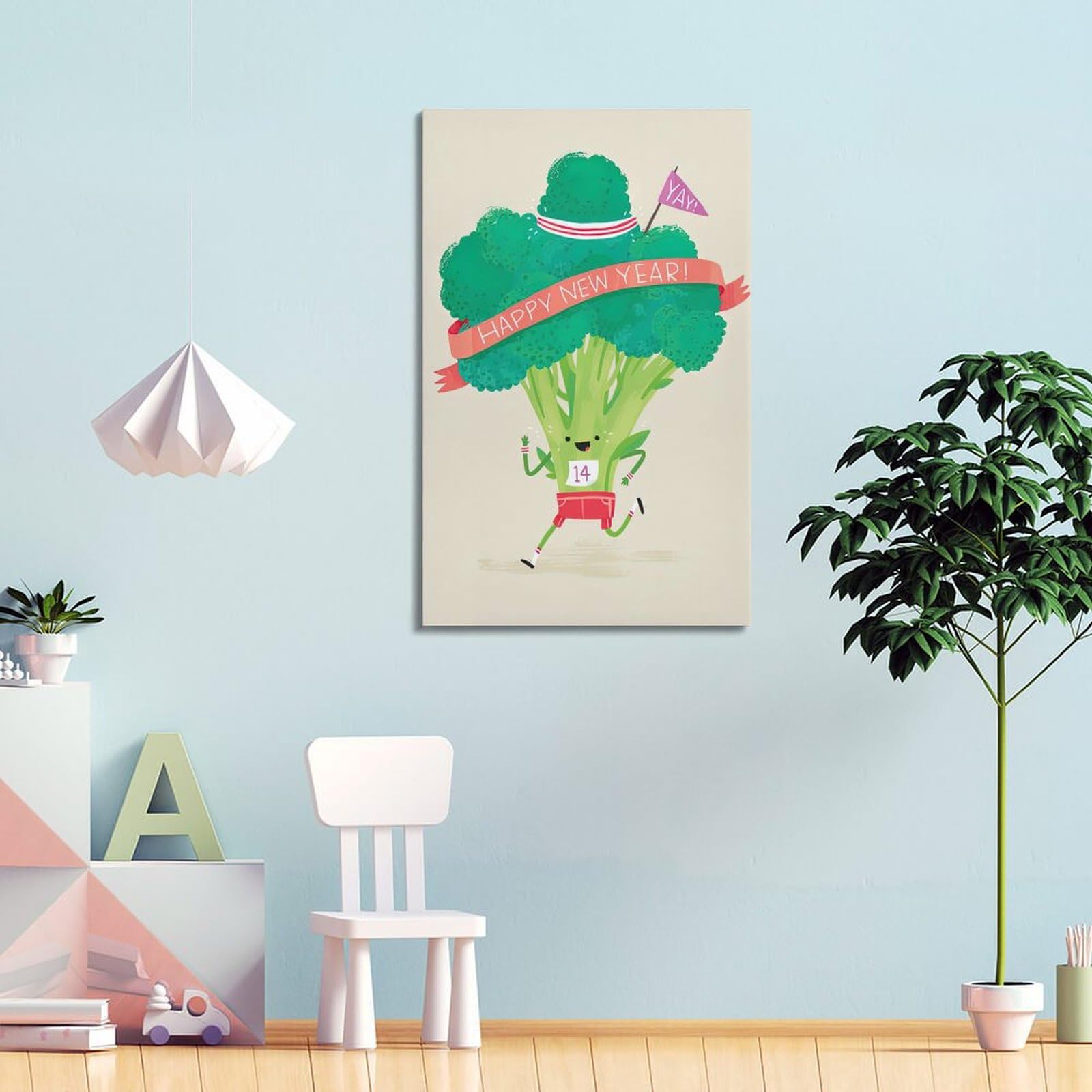 DLJGDS Niedliches und interessantes Gemüse-Poster, Illustration, Brokkoli, dekoratives Gemälde, Leinwand, Wandposter und moderne Familienschlafzimmer-Dekoration, 50 x 75 cm