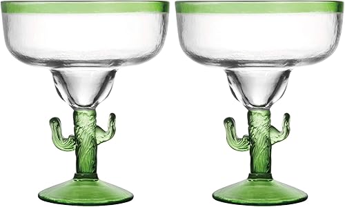 Miniatura 3 de Supreme Housewares Margarita Glasses Cactus Decor - Vasos de margarita de plástico acrílico duradero, 18 onzas, juego de 2, vasos de plástico