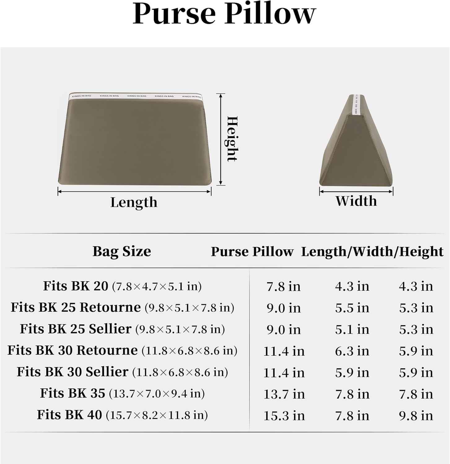 Purse Pillow for Birkin 25, Smooth Satin Fabric & Memory Foam Inner, Durable & Lightweight Structure Support (Etoupe Grey, BK25 Retourné) - Image 7