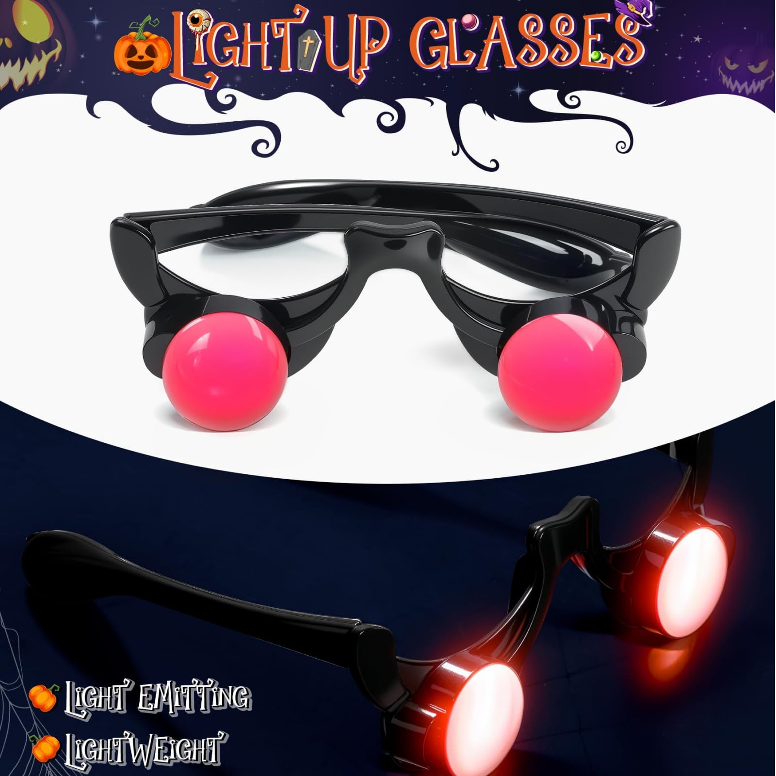 Grim Reaper Costume Kids Halloween, 6 Pcs Dark Skeleton Custume, Red Glowing Glasses, Mask, Gloves - Image 3