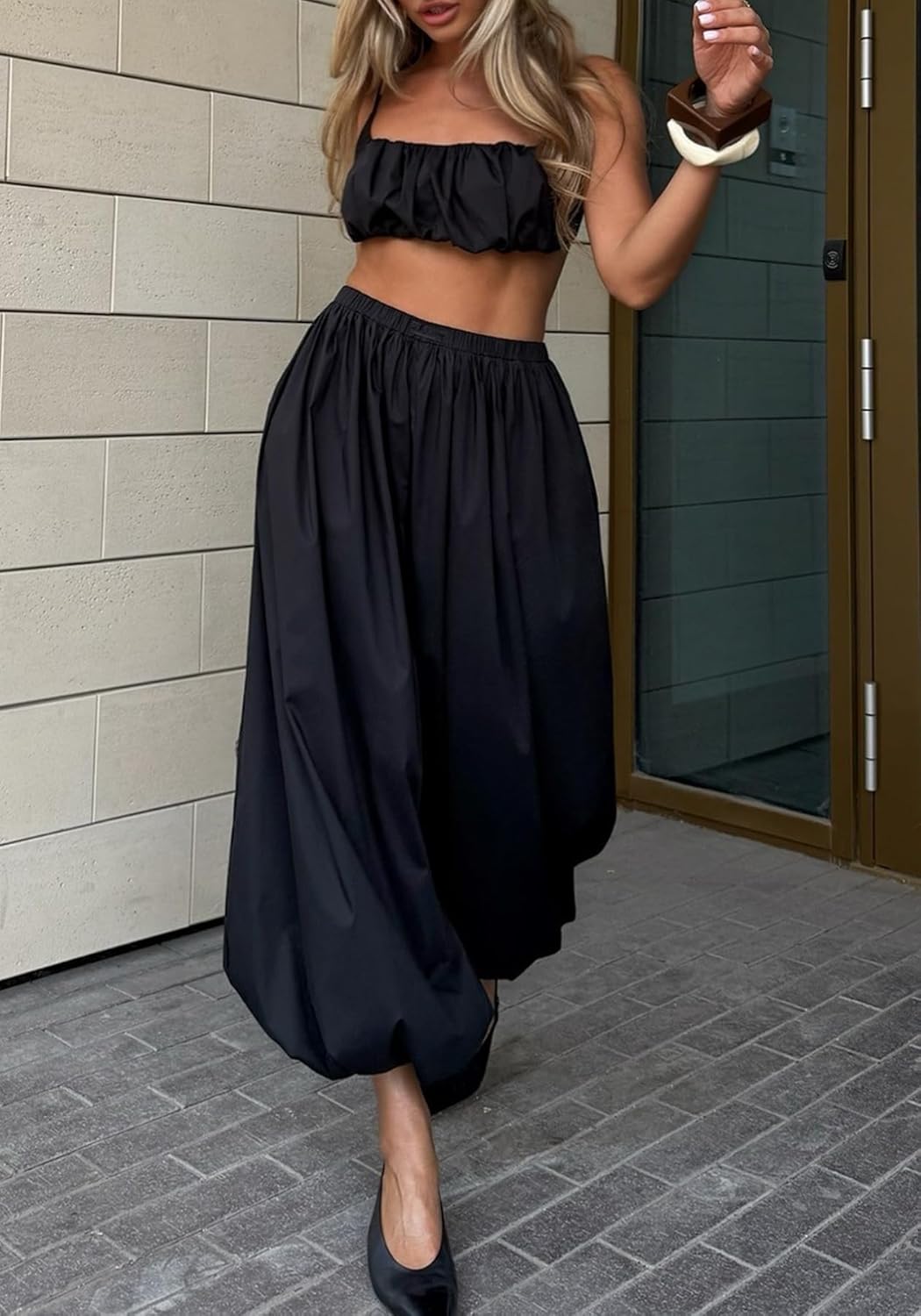 Unybwonn Womens Harem Pants Baggy Casual Pleated Loose Cargo Pants Elastic Waist Wide Leg Hippie Long Pants Trousers