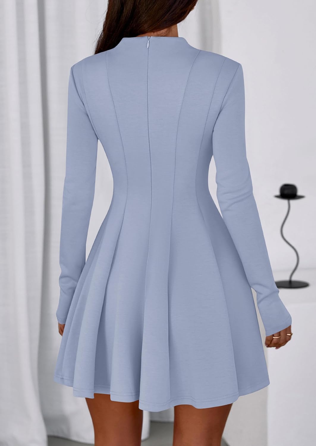 PRETTYGARDEN Fall Dresses for Women Elegant Classy 2026 Casual Long Sleeve Swing A Line Ruffle Short Homecoming Party Dress - Image 4