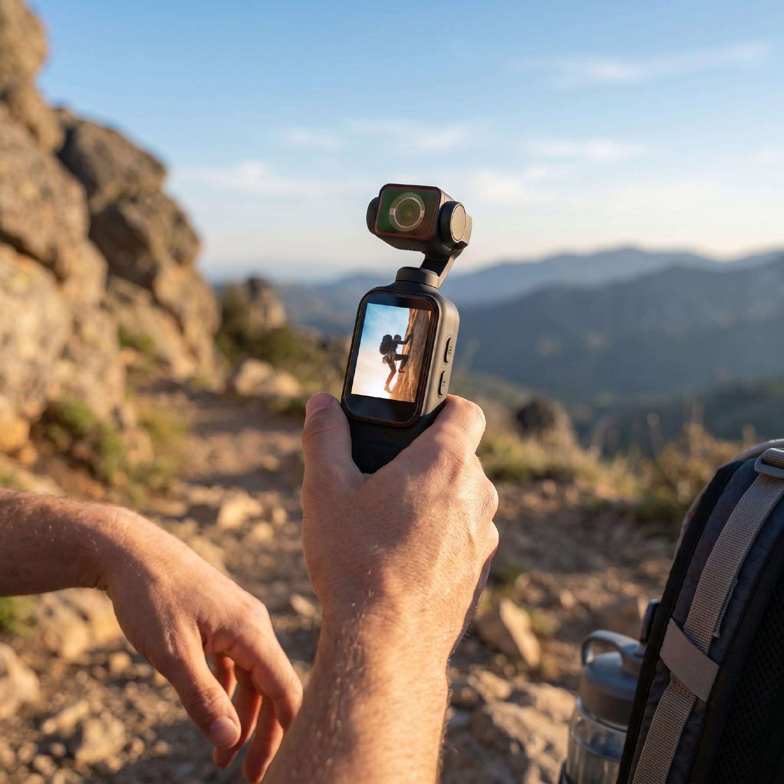Caméra De Vlogging 2K, Caméra POV Portable À Main avec Objectif Pivotant À 270°, Stabilisation d'image, Fixation À Vis 1/4 Pouce pour Guidon, Clips De Poitrine, Casque