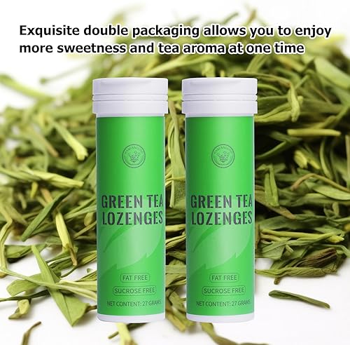 Miniatura 2 de HANFANGLING Pastillas de té, sabor a té verde, paquete de dos, aliento fresco, calmante para la garganta, múltiples ingredientes nutritivos,