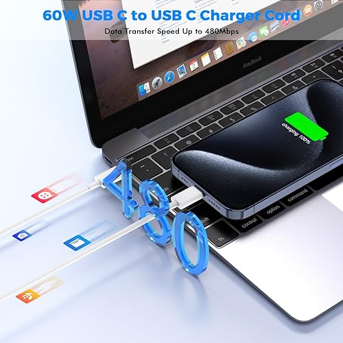 Miniatura 3 de Cargador USB C para MacBook Air MacBook Pro 13 14 15 16 pulgadas, carga M1 M2 M3 Apple portátil, paquete de 2 adaptadores de corriente USBC de 30 W,
