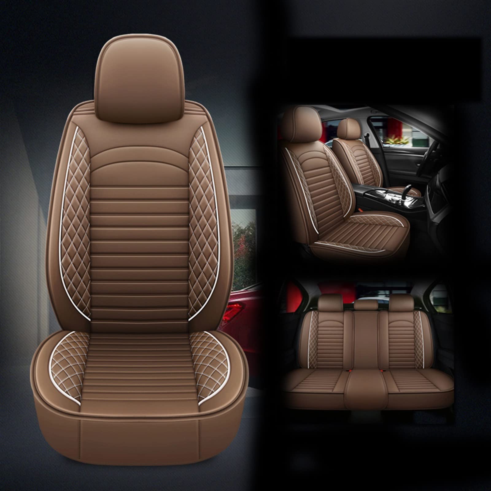 WILSEM Housse De Siège De Voiture Accessoires De Voiture Intérieur Décoratif Housses De Siège Avant Et Arrière pour Jeep pour Commander pour Cherokee 5 Sièges Coussins Siège (Color : Browm 5 Seat)