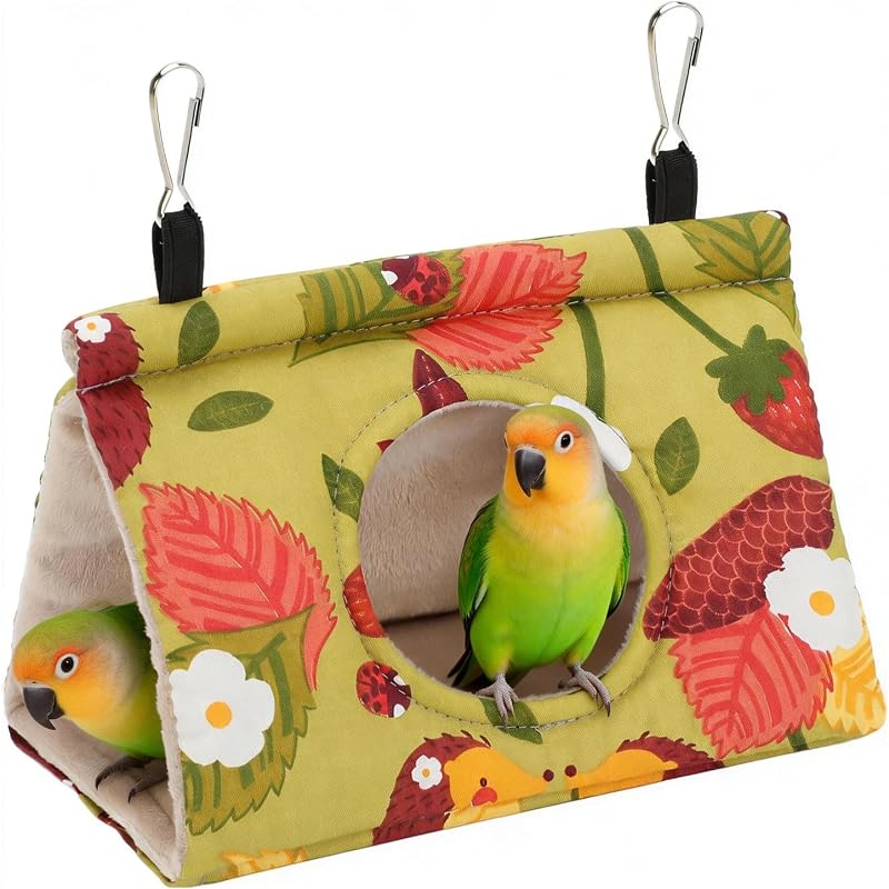 Ninho Hammock para Aves em Algodão com Abertura Lateral Rypet Mustard Yellow, Tamanho S