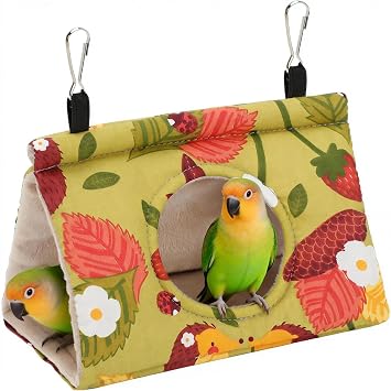 Rypet Bird Bed for Cage Warm Bird Hammock Nest Parrot Mustard Yellow,S