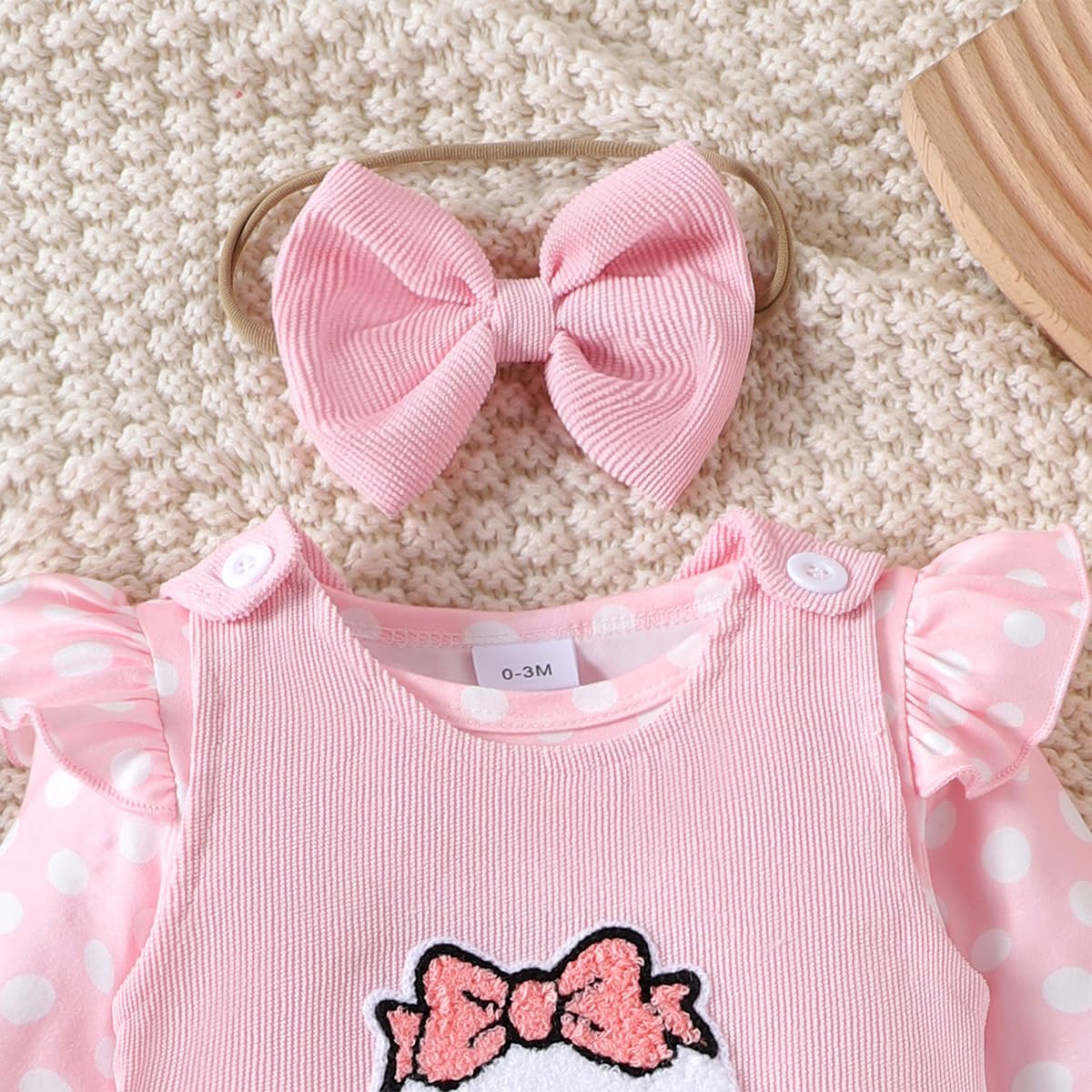 Baby Mädchen Halloween Röcke Sets Rüschen Langarm Tupfen Strampler Top + Süß Kürbis Overalls Hosenträger Kleid Herbst Kleidung Outfits 3Pcs Rosa Kürbis 12-18 Monate