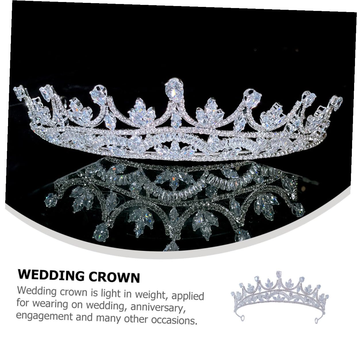 Zirkon Brautkrone Haarreif Damen Kronenstirnband Leicht Formstabil für Hochzeit Party Mädchen Haaraccessoire