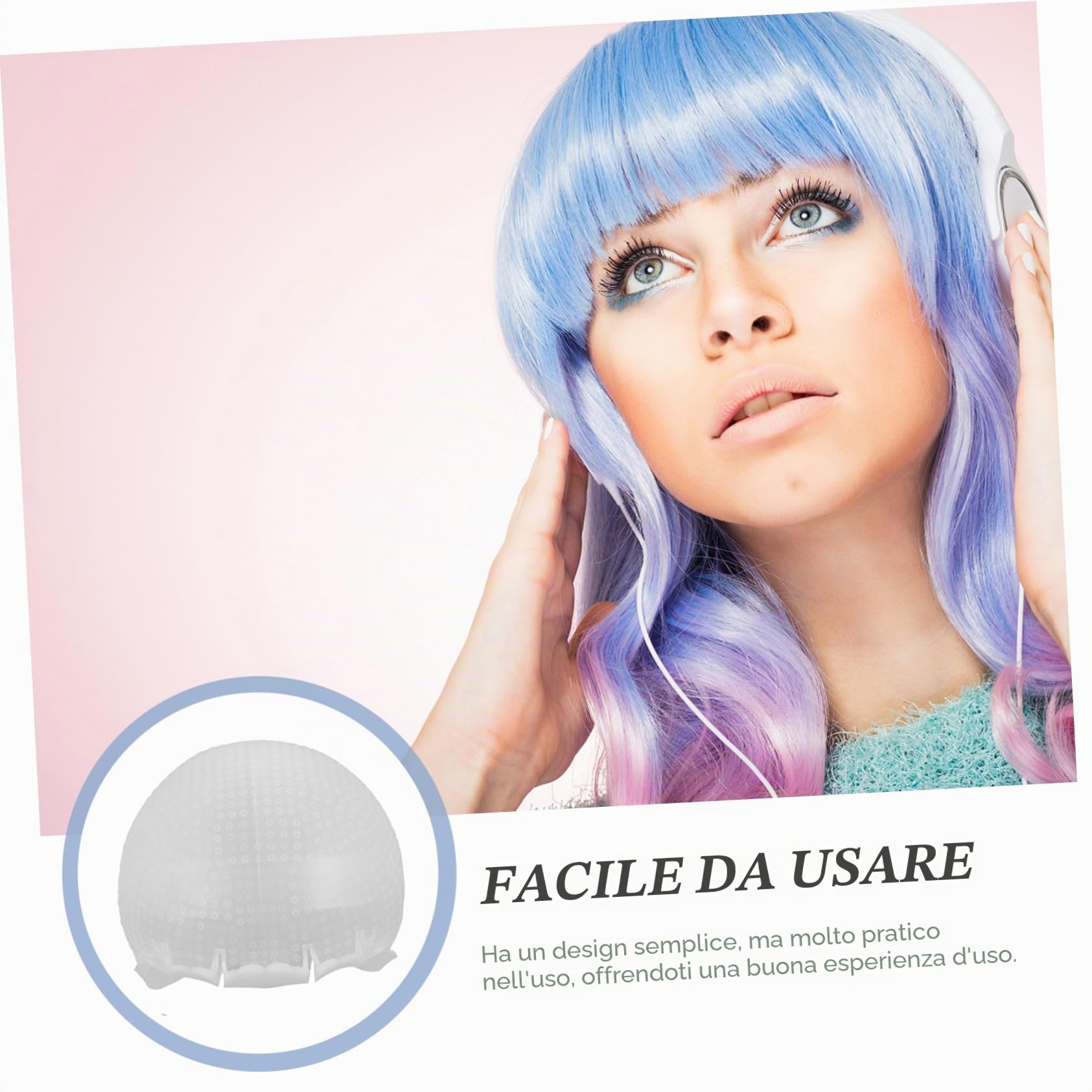 WOONEKY Cappuccio per Colorazione Silicone Riutilizzabile con Preforati per Facile Applicazione Della Tintura Colpi di Sole