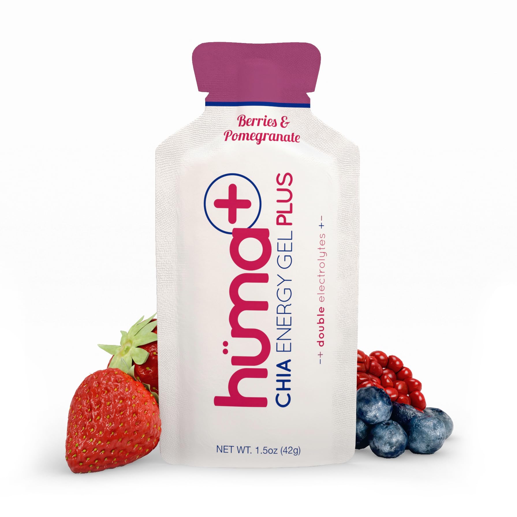 HÜMA CHIA ENERGY GEL (24 s, Berries & Pomegranate) - Plus - , Berries & Pomegranate, 24 s - Natural Electrolyte Enhanced