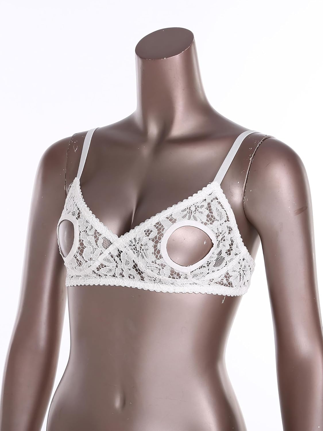 iiniim Women's Sexy Hollow Out Nipples Bra Tops Bare Exposed Breast Wireless Brassiere Lingerie
