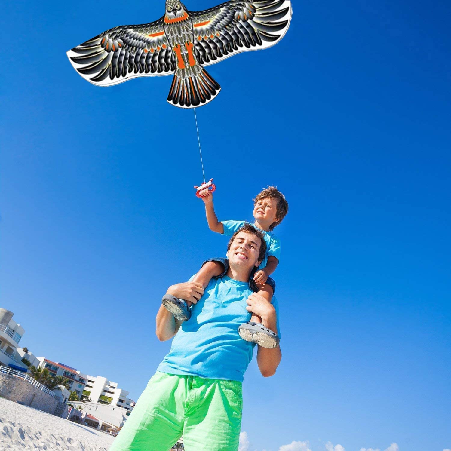 Eagle Kite for Children and Adults Easy to Fly, Beach Outdoor Toys, Games & Activities, Safe and Non-toxic Material, 1.6m long - Multicolour
