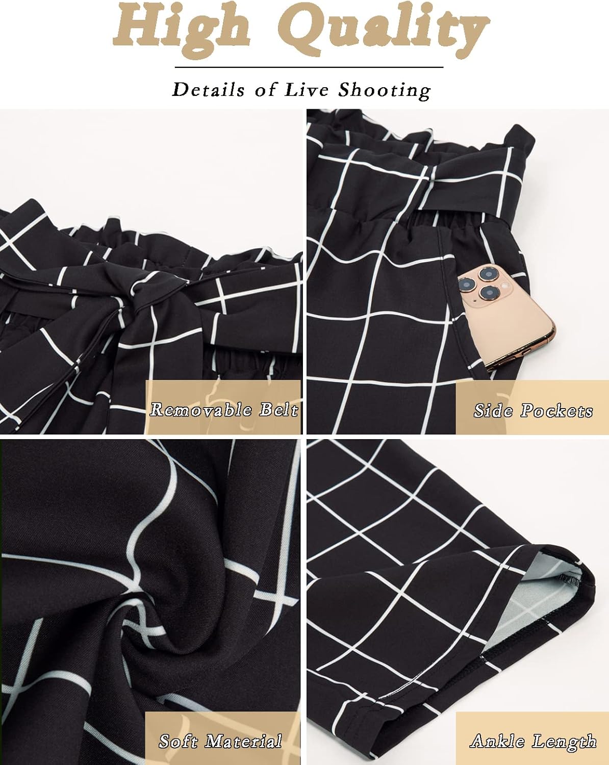 Hanna Nikole Women's Plus Size Elastic Waist Self-Tie Belted Pencil Pants Ankle Length Casual Pants with Pockets - Image 4