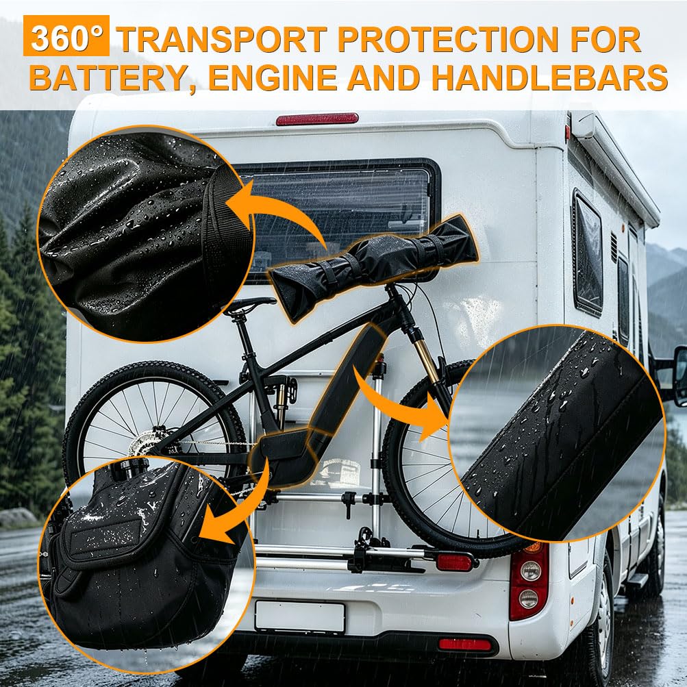 3 Pezzo Bicicletta Elettrica Protezione per il Trasporto, Copertura Batteria - Motore - Manubrio, impermeabile, resistente all'umidità e alla polvere para Bosch, Shimano, Yamaha