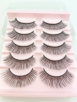BeautyU&Me New 5 Pairs Natural Long Cross Handmade Thick Makeup Fake Eyelashes False Lashes