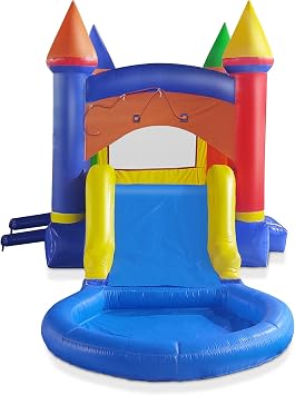 Cloud 9 Castle Inflatable Combo Bounce House with Splash Pool and Water Slide for Kids - Commercial-Grade Combo Bouncer Includes Blower