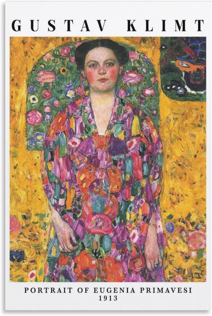 Gustav Klimt Portrait of Eugenia Primavesi Vintage Exhibition Poster Art Print#GK01 Canvas Wall Art Print Poster For Home School Office Decor Unframe-style 12x18inch(30x45cm)