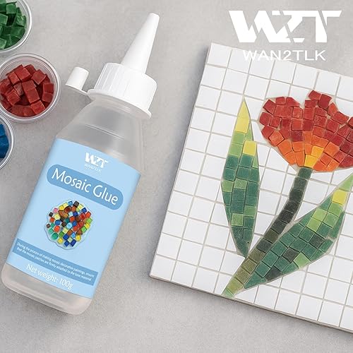 Miniatura 9 de Pegamento transparente para azulejos de mosaico de 6.8 fl oz, no tóxico e impermeable, adhesivo para azulejos de vidrio para manualidades, proyectos