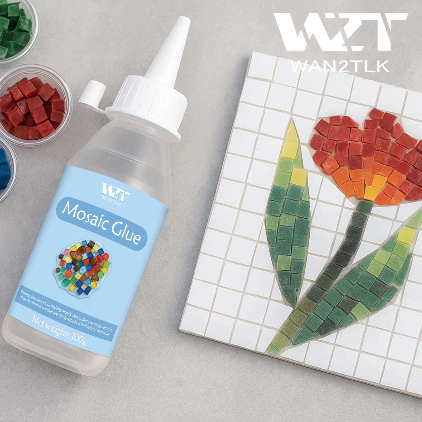 Klej mozaikowy, 100 ml, nietoksyczny i wodoodporny, przezroczysty klej do płytek mozaikowych, idealny do wszystkich płytek i powierzchni