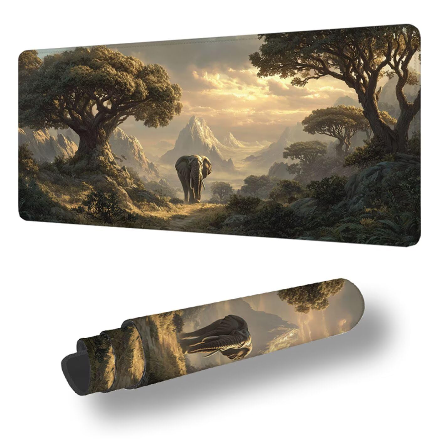 Podkładka pod mysz do gier słoń podkładka pod mysz XXL 1400 x 600 x 3 mm podkładka pod mysz na biurko podkładka pod mysz z antypoślizgową gumową podstawą Wodoodporna zszyte krawędzie, do biura i domu