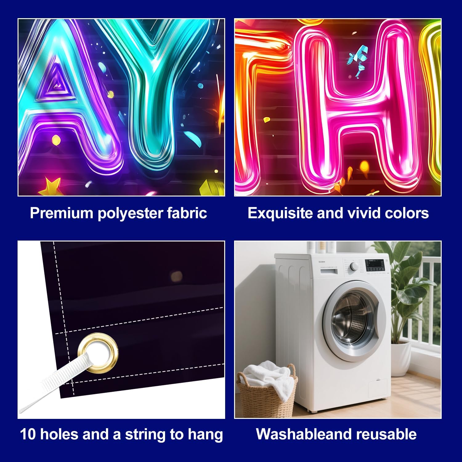 Neon Happy Birthday Garage Door Banner 7x16ft Birthday Decoration Garage Door Cover Photo Background