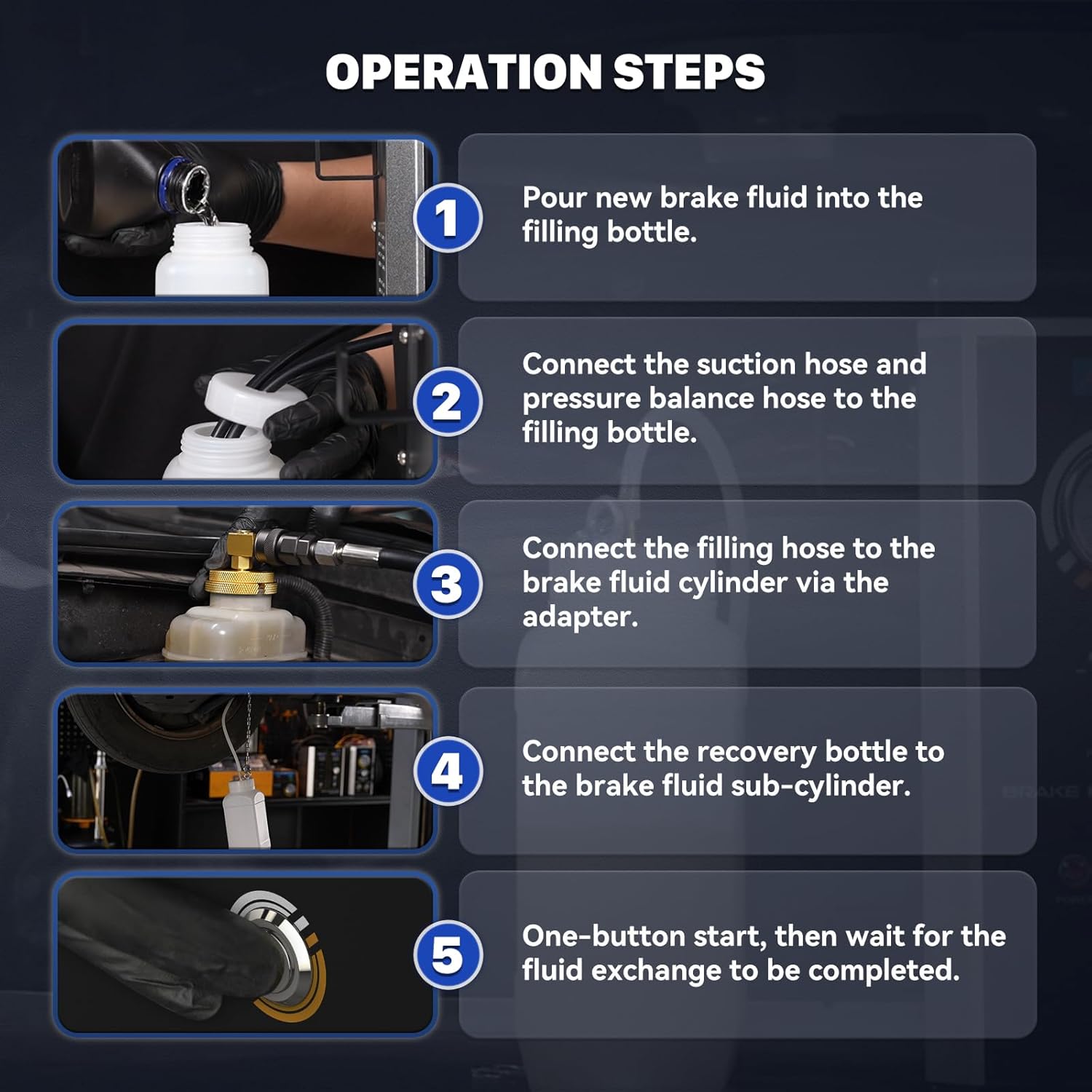 AUTOOL Brake Bleeder Kit Automotive, Brake Fluid Bleeder Kit, Vacuum Brake Pressure Exchange Machine 0.7-3.0bar, Automatic Pulsating Power Brake Bleeder One Person 7 Adapters