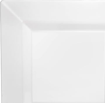 OCCASIONS 40 Plates Pack, Heavyweight Disposable Wedding Party Plastic Plates (10.75'' Large Dinner Plate, Square white)