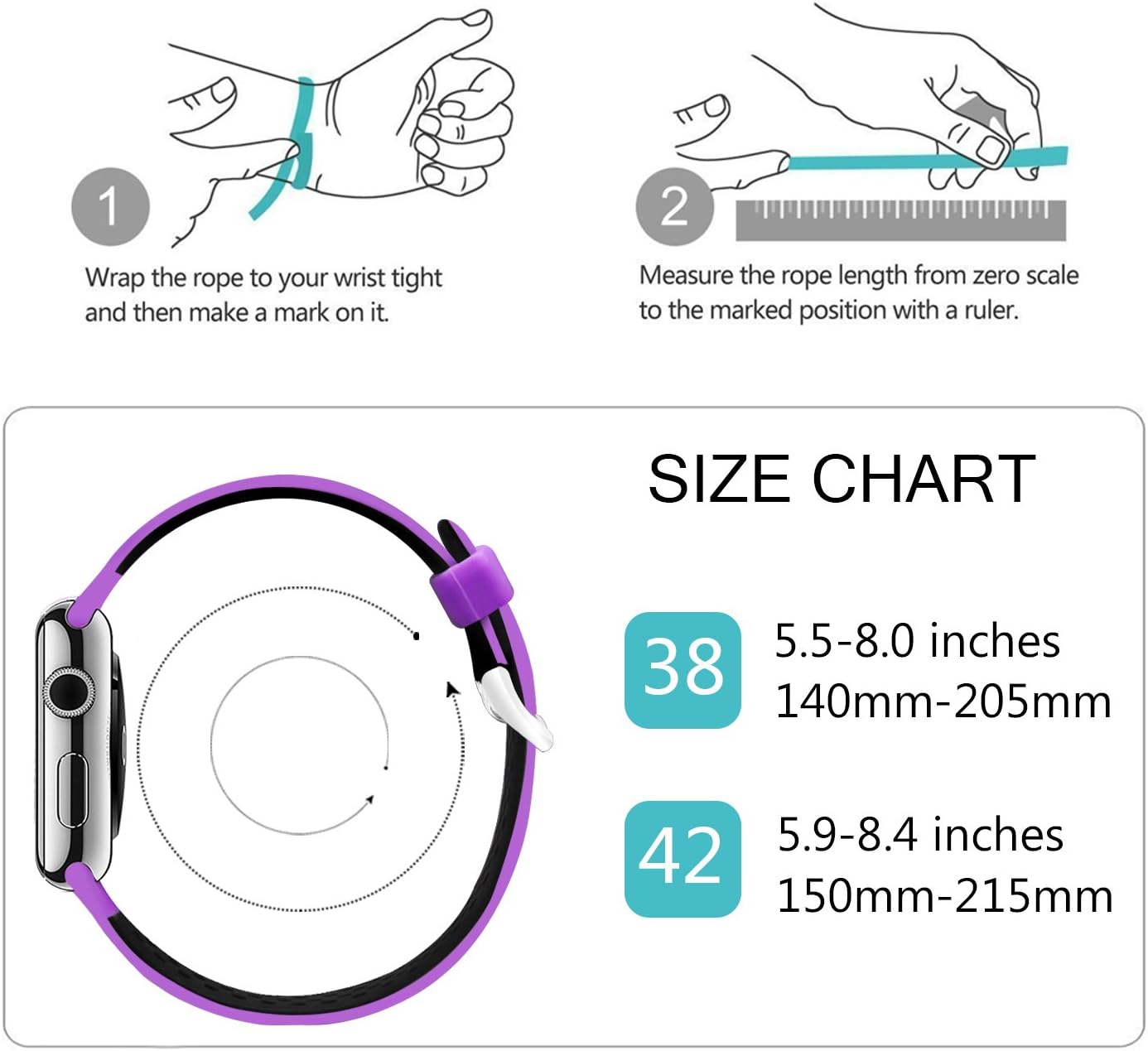 UMAXGET Compatible with Apple Watch Band Series 8/7/6/5/4 42mm/44mm/45mm/49mm 38mm/40mm/41mm , Soft Silicone Breathable Sport Band Compatible with iWatch Series Ultra/8/7/6/5/4/3/2/1/SE for Men Women