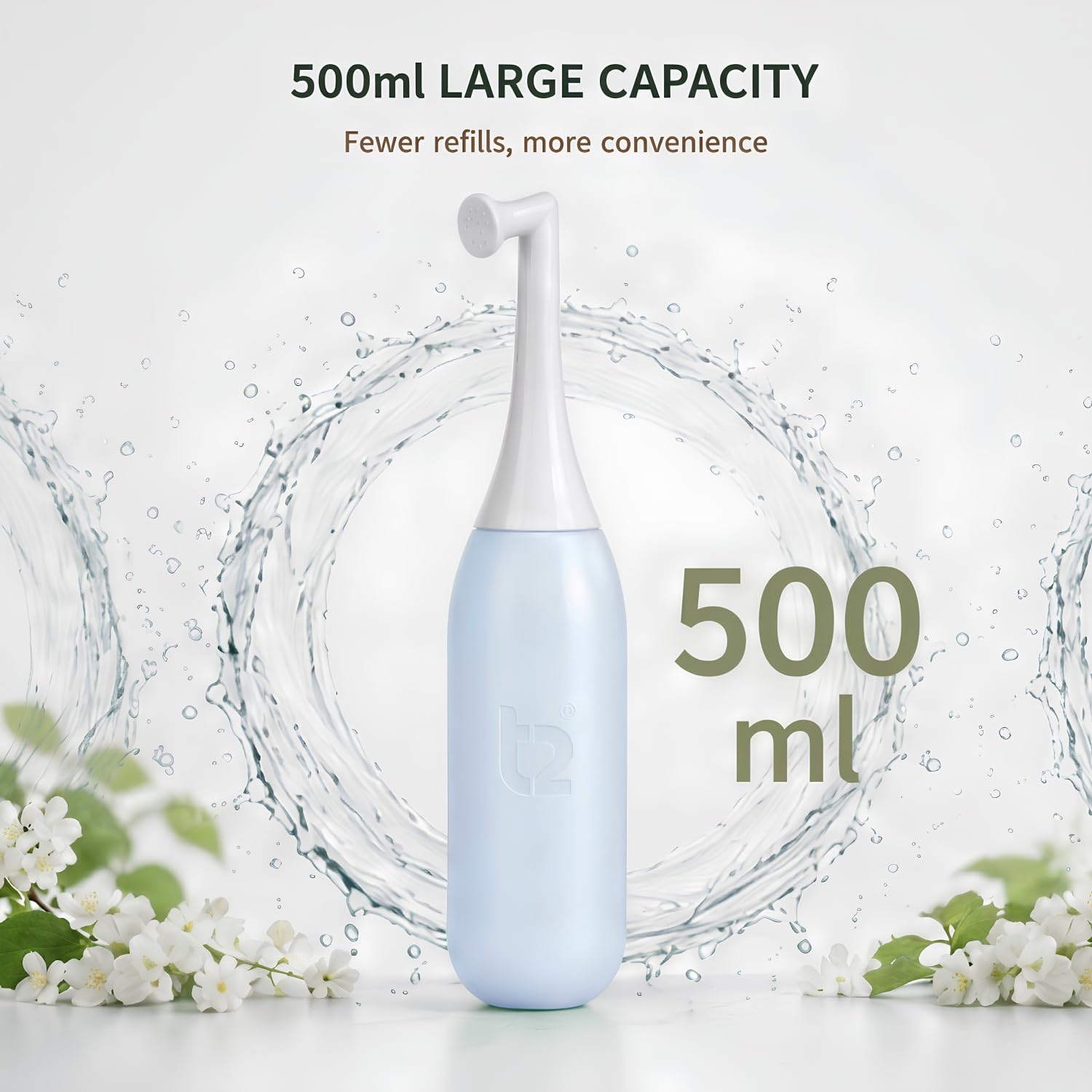 T2 500 ml Butelka Peri, butelka do czyszczenia krocza z nasadką pod kątem, przenośny bidet poporodowy, nakrętka do przenoszenia wody, torba podróżna, niebieski niebiański