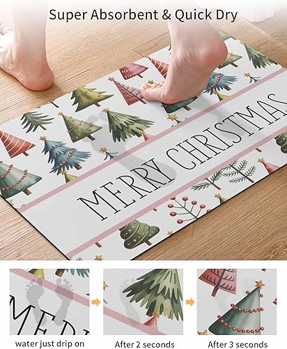 Miniatura 3 de Tapete de baño de Navidad para bañera, antideslizante, de secado rápido y absorbente, tierra de diatomeas, fregadero, cocina, sala de estar,