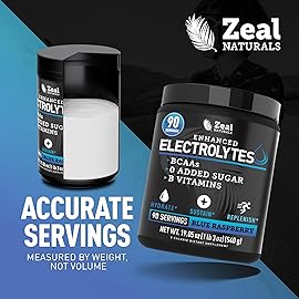 Zeal Electrolyte Powder - 90 Servings | Keto Electrolytes Powder | Zero Sugar, BCAAs, B-Vitamins | Potassium, Zinc, Magnesium | Hydration Powder Recovery Drink | Blue Raspberry