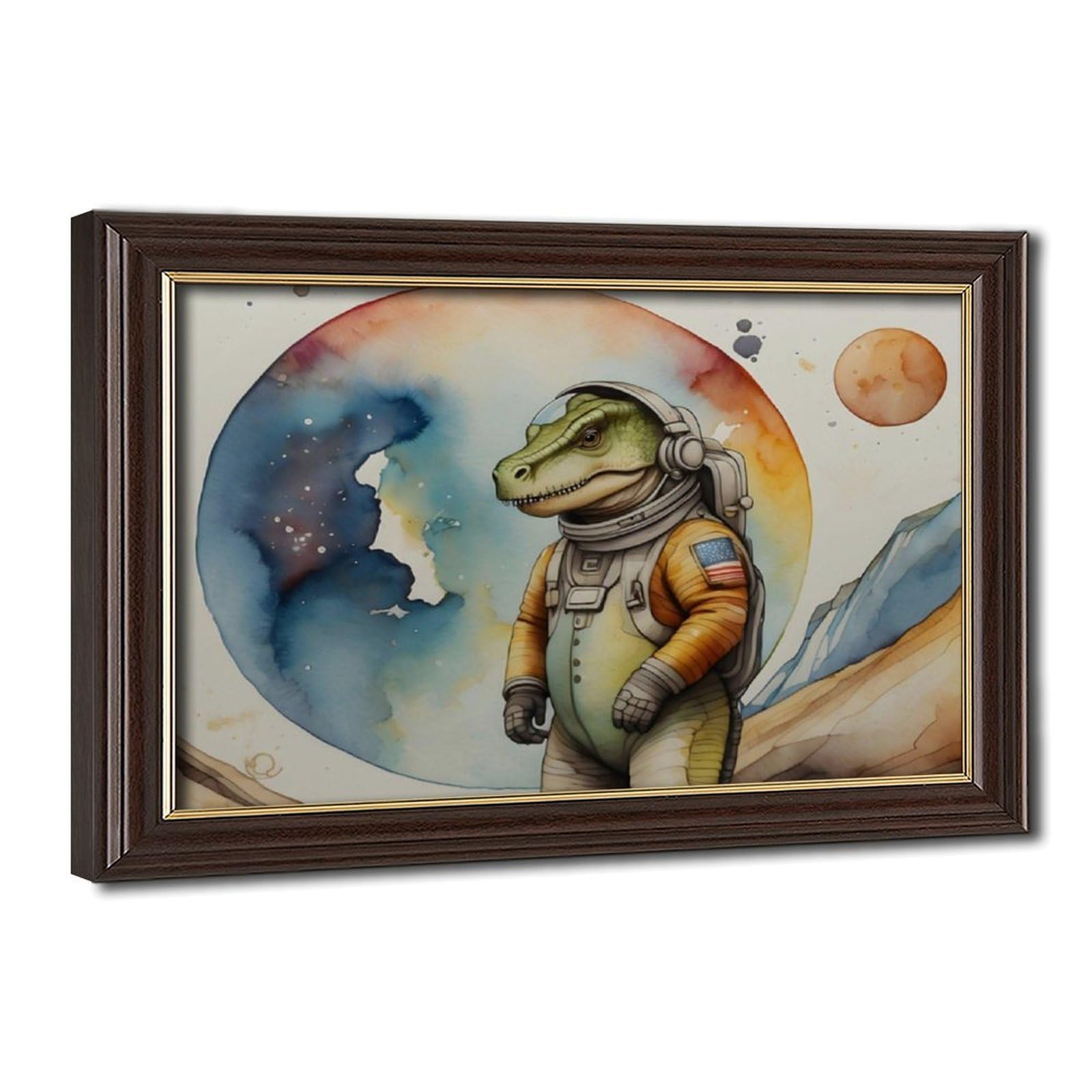 Bareronor Mokume Gane Frame-Style Dinosaur Canvas Poster For Living Room Decor Gift