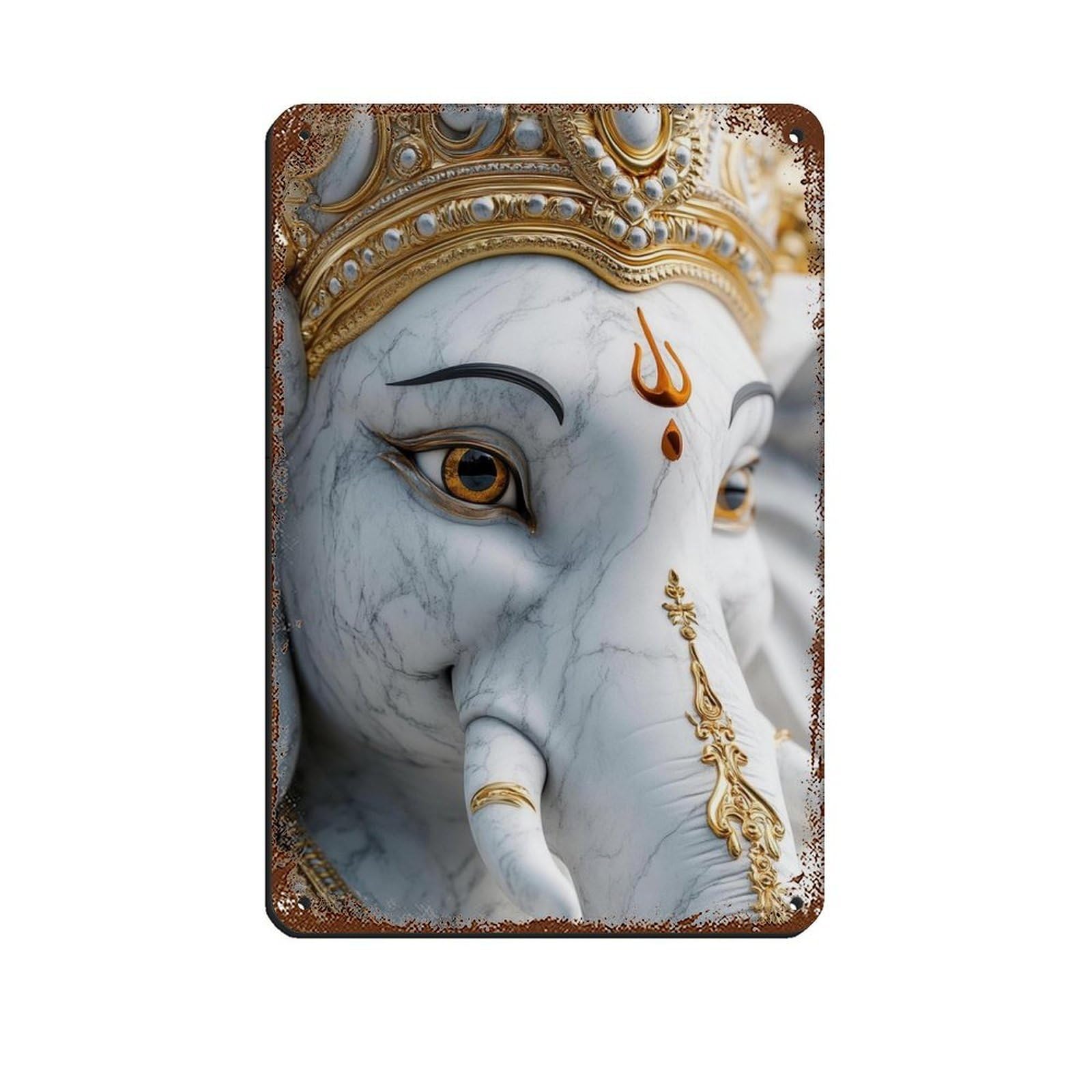 Ganesh-Hindu Art (2) Retro Poster Metal Tin Sign Chic Art Retro Iron Painting Bar People Cave Cafe Family Garage Poster Wall Decoration 8x12inch(20x30cm)