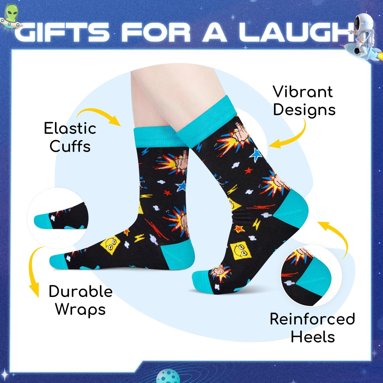 HAPPYPOP Funny Women Men Socks - American Flag Socks, Mothers Father Day Christmas Gifts - Image 3